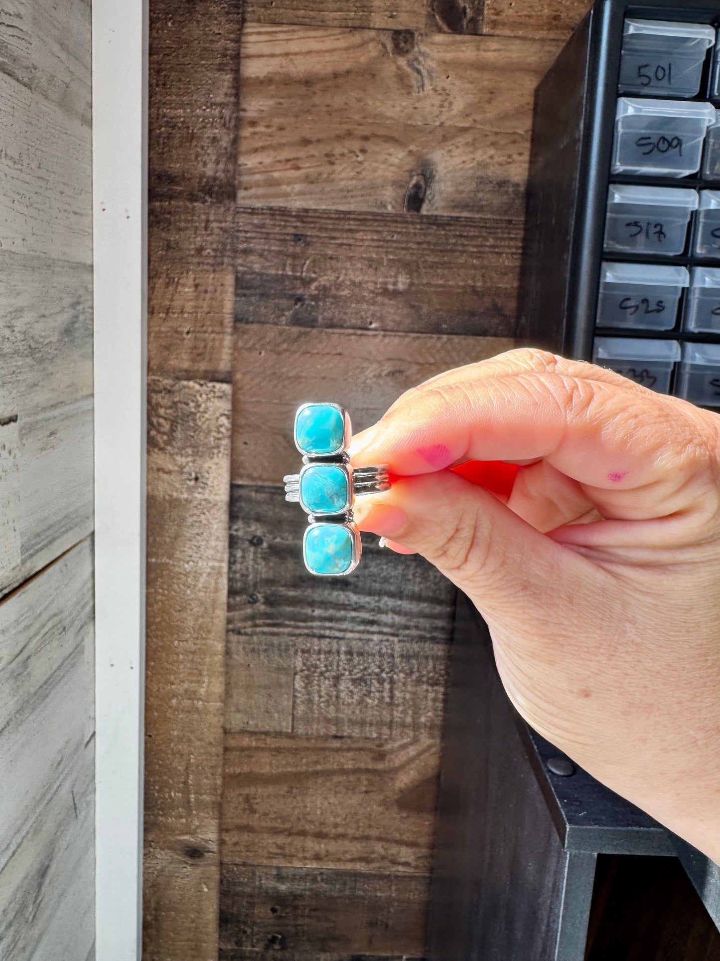 Triple Kingman Turquoise Ring – Size 6