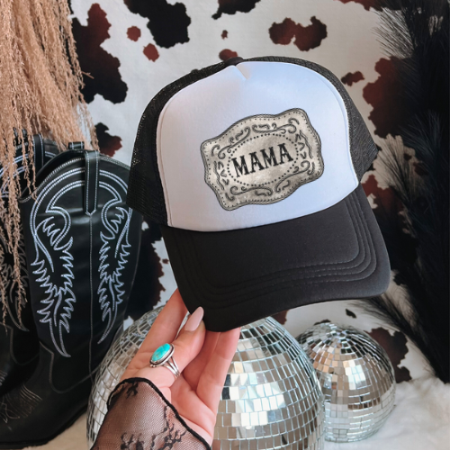Mama belt buckle western trucker hat