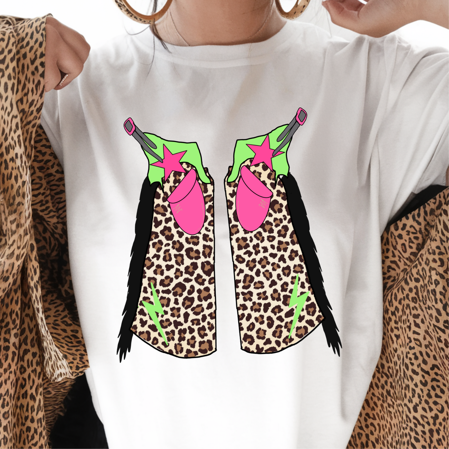 Neon cowgirl chaps sublimation T-shirt