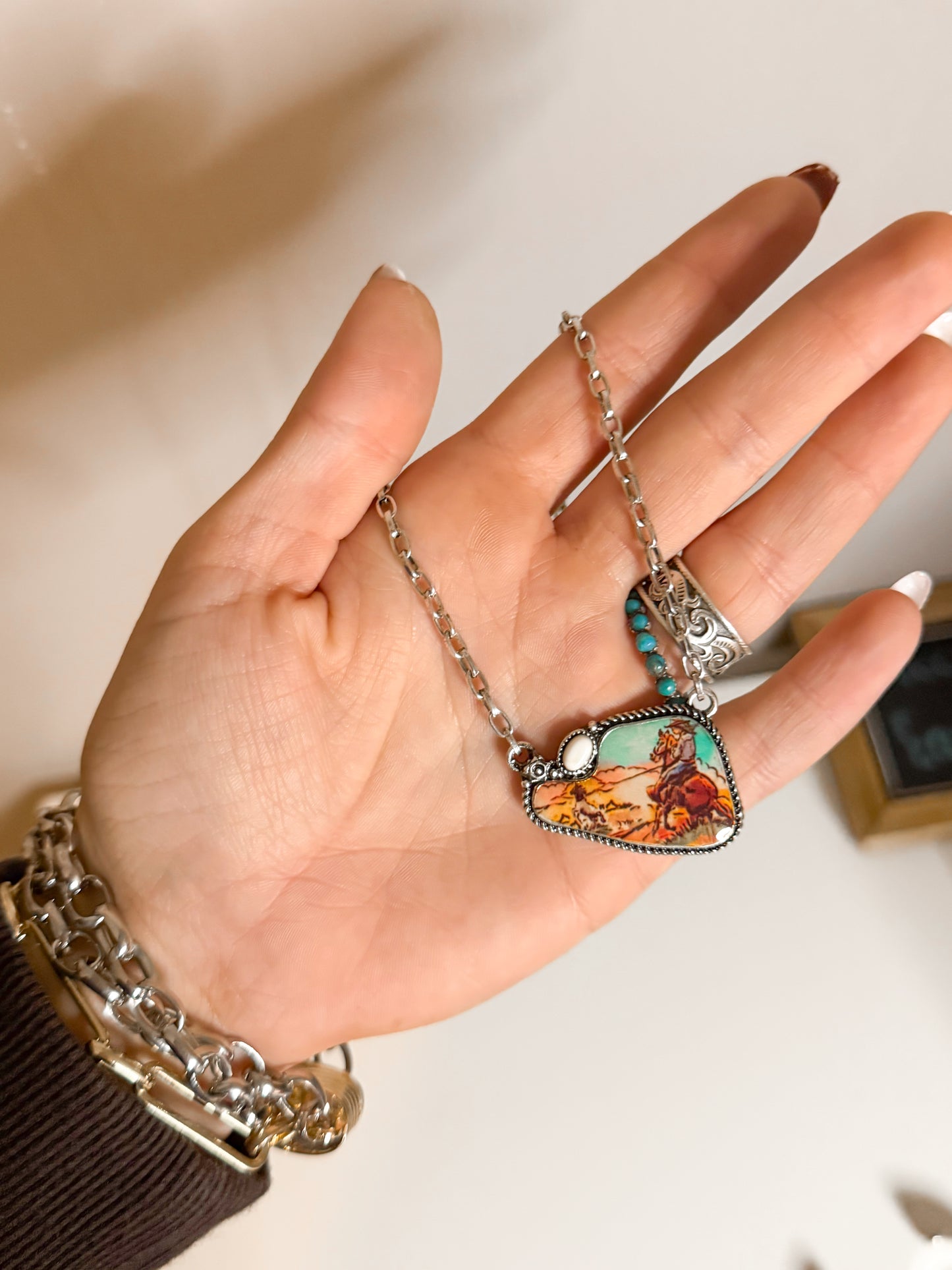 Western scene necklace