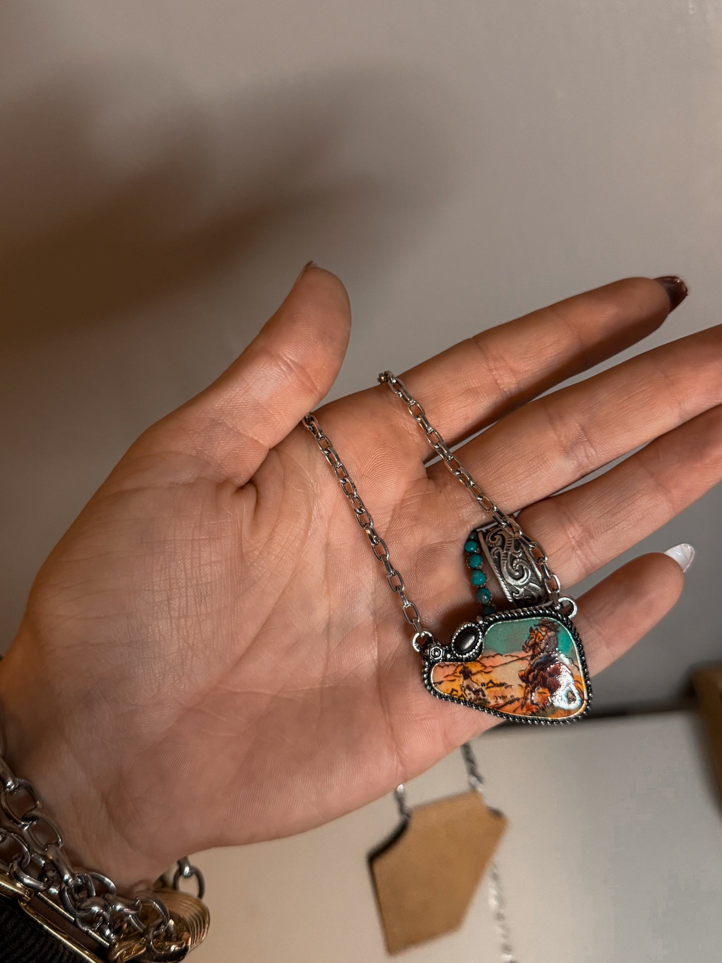 Western scene necklace