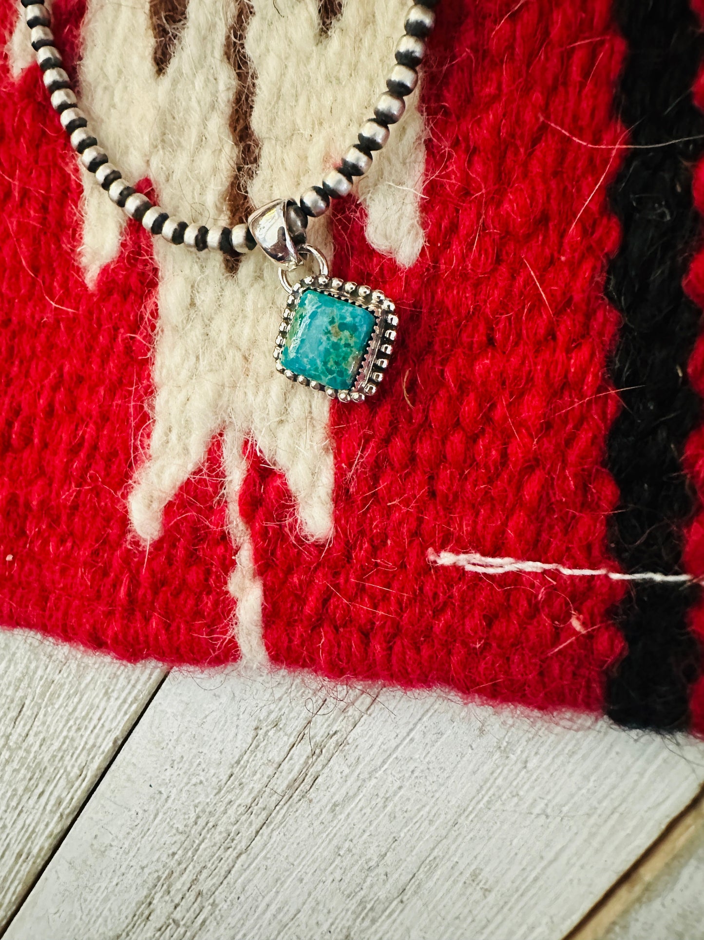 Navajo Turquoise & Sterling Silver Diamond Pendant