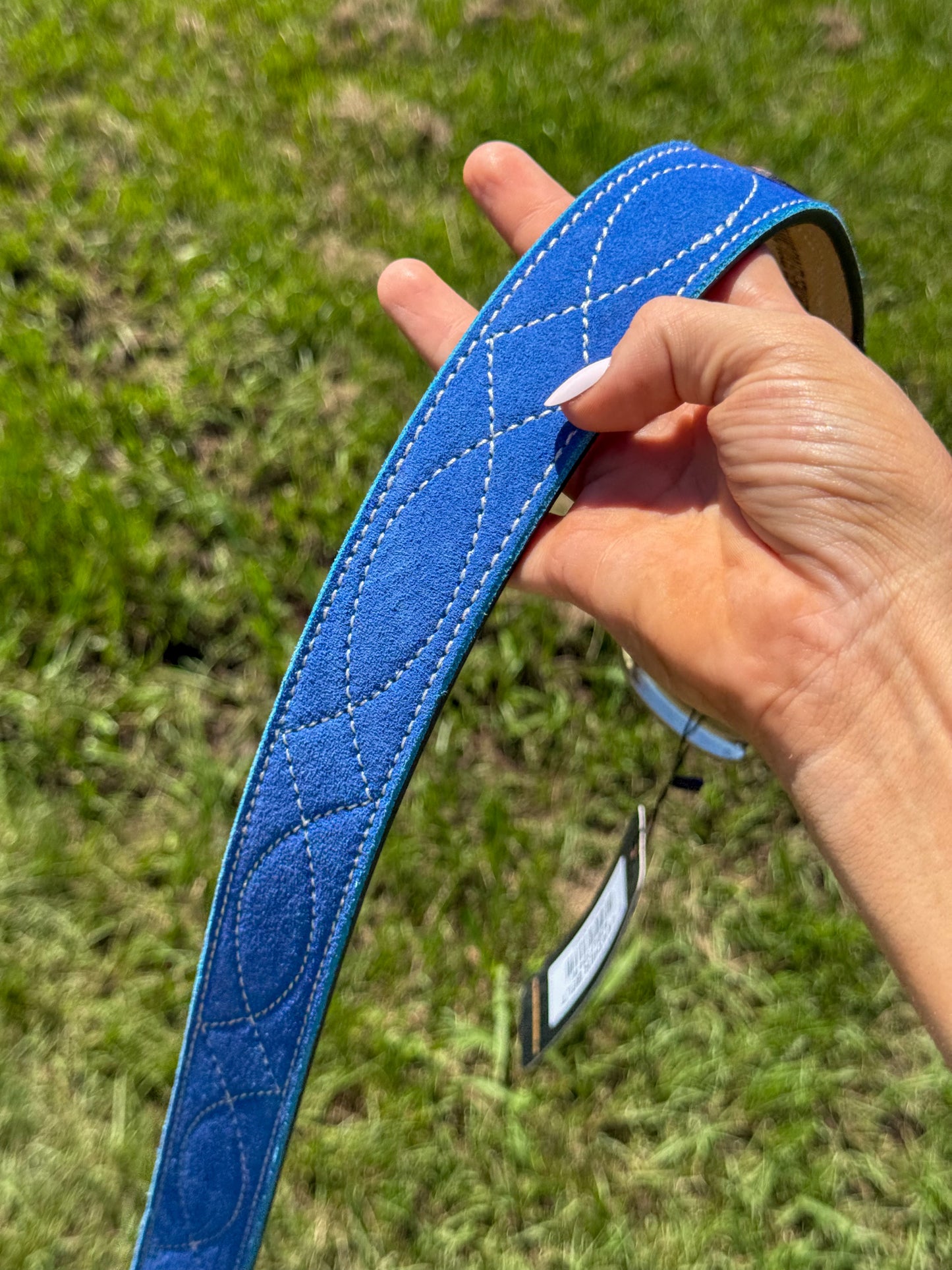 Blue lagoon suede rough out belt