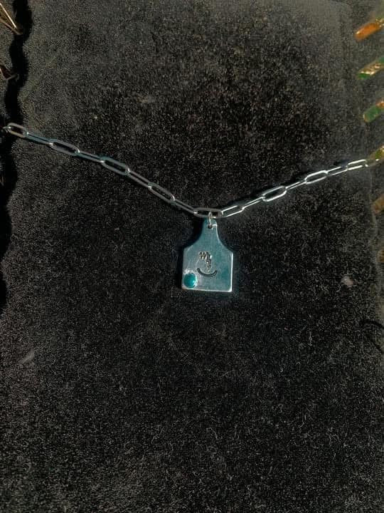 Custom stamped cowtag necklace