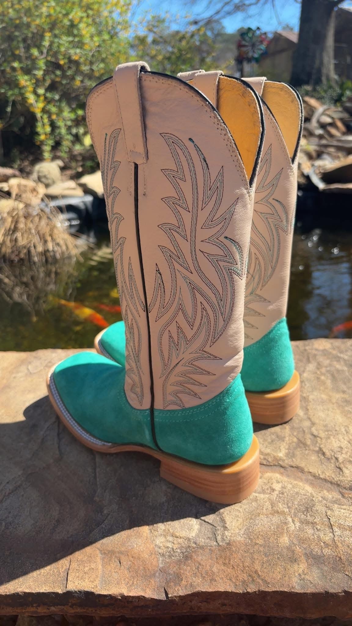 Turquoise rough out boots