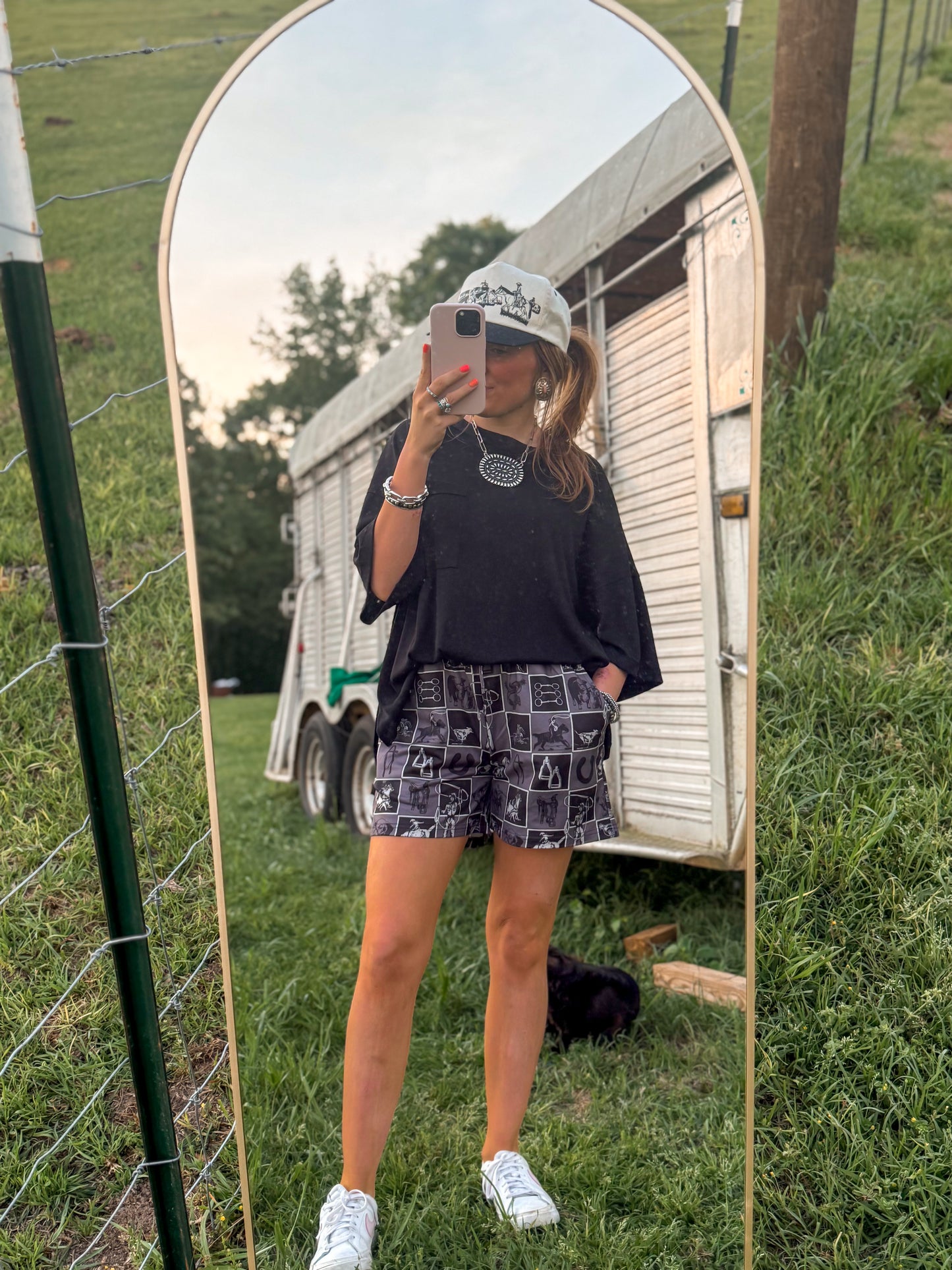 Cowboy checkered print shorts