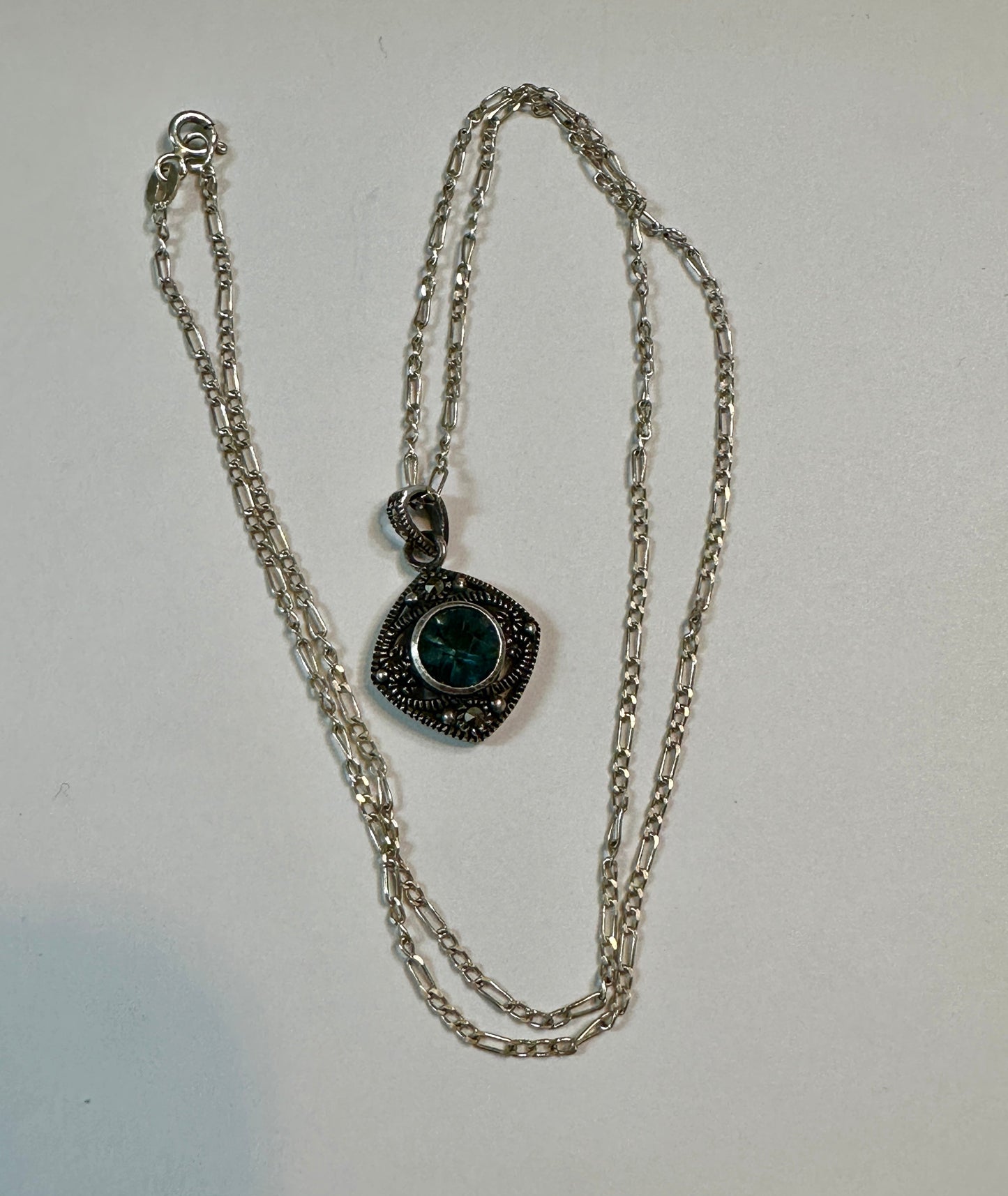 Blue Topaz pendant necklace 20” 
