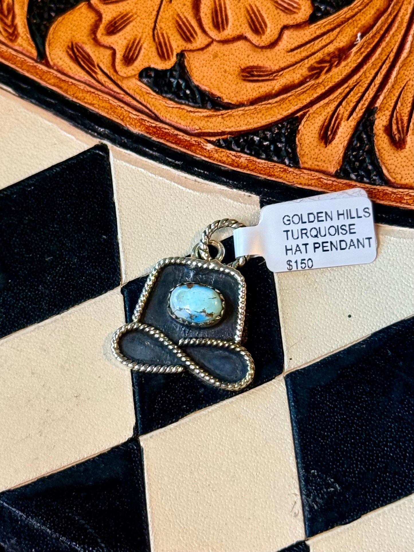 Cowboy hat pendant - golden hills