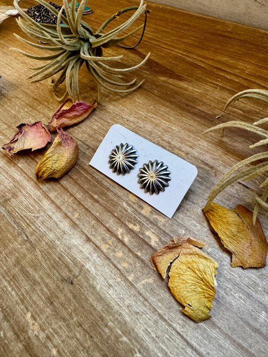 Medium Sterling Silver Concho Earrings – Polished Finish, Made in the USA