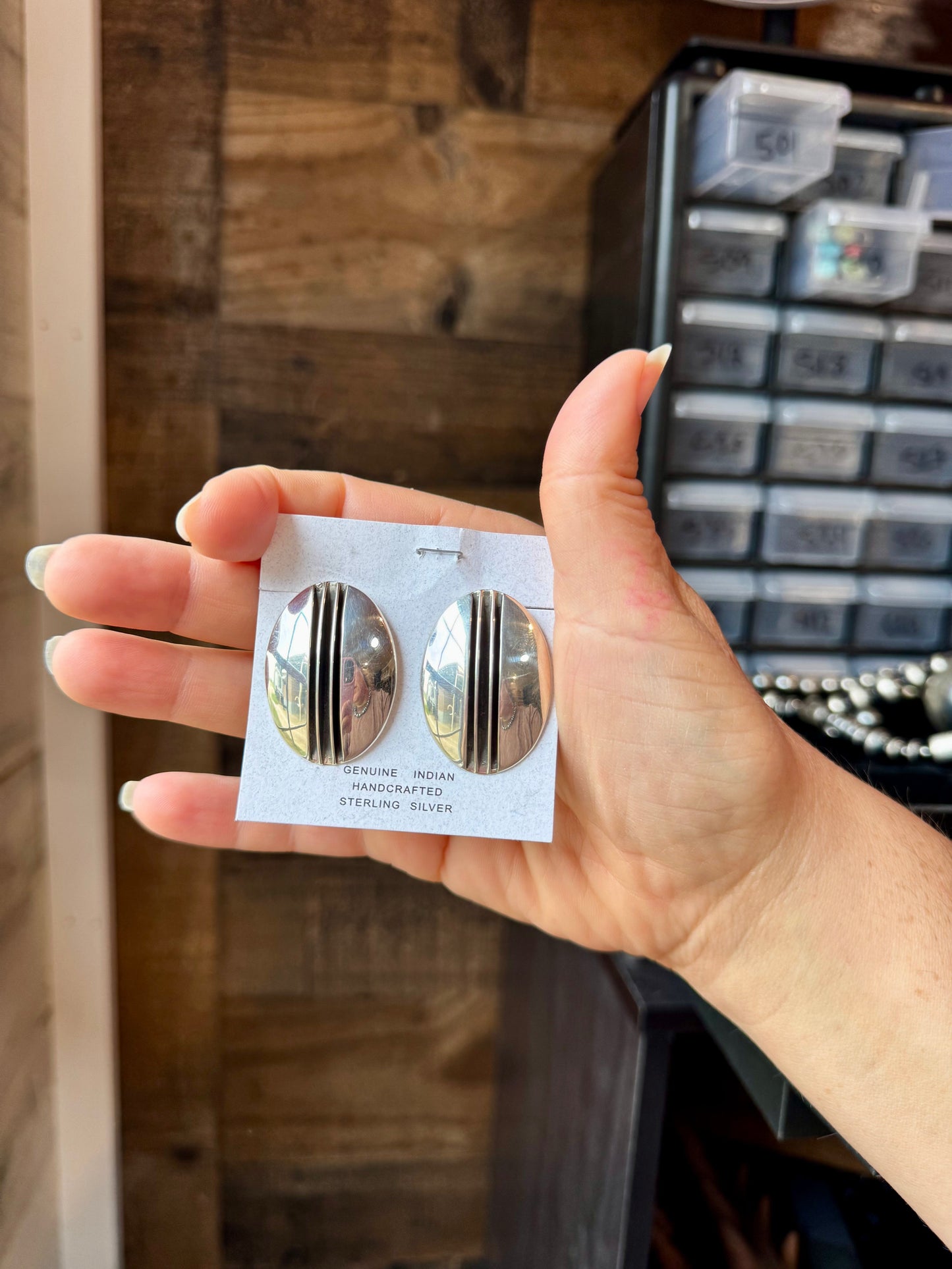 Stamped Sterling Silver Concho Stud Earrings – Post Back