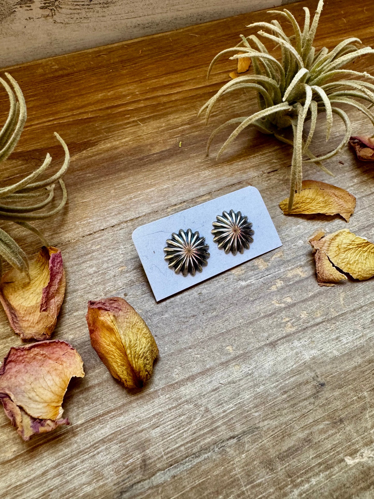 Medium Sterling Silver Concho Earrings – Polished Finish, Made in the USA