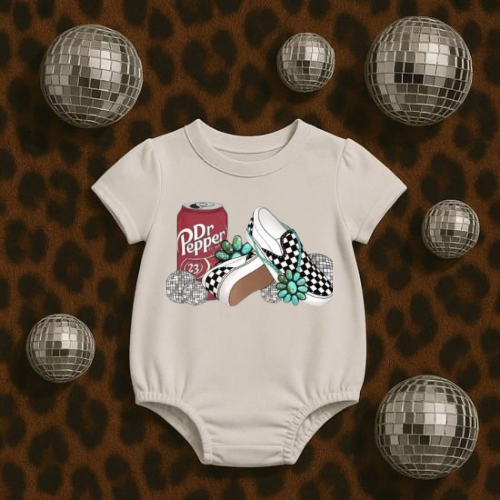 Turquoise and vans - Western COWKID bubble baby bubble onesie