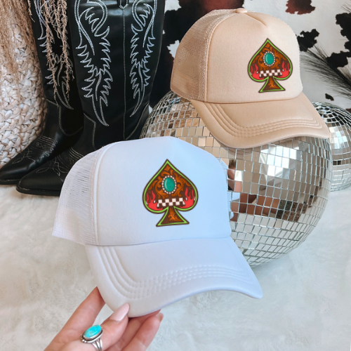 Neon spade western trucker hat