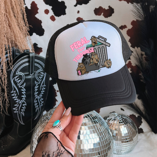 Feral for turquoise western trucker hat