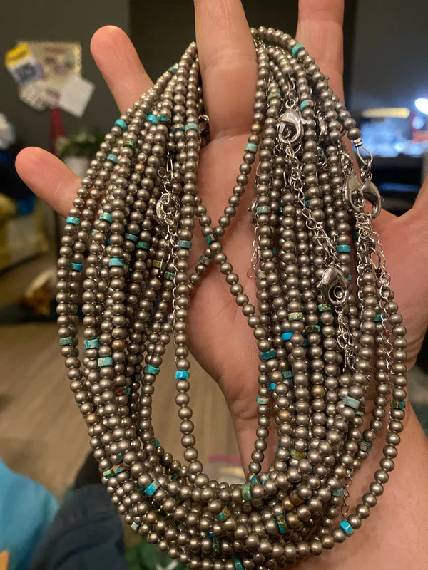 4 mm Choker Silver Plated & Verascite Turquoise