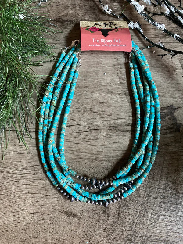 Sterling Silver Pearls choker and variscite turquoise