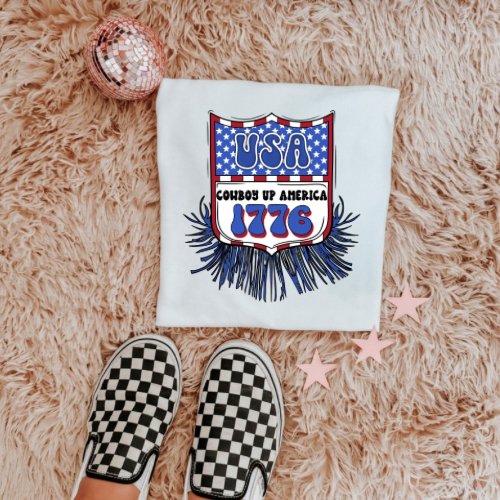 Cowboy up America  sublimation T-shirt