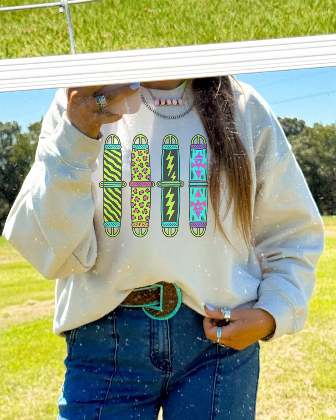 Neon cinches sweatshirt