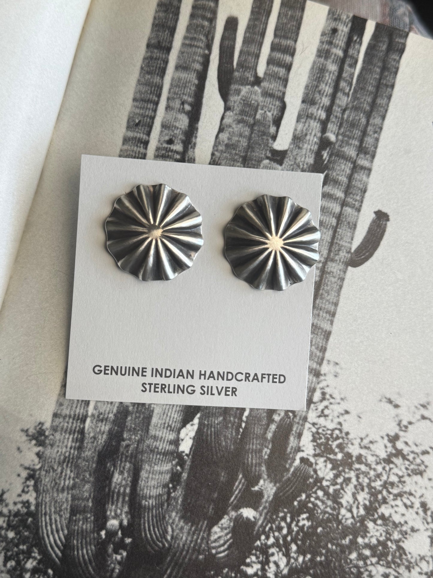 Sterling silver concho earrings
