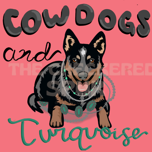Cowdogs and turquoise graphic design png