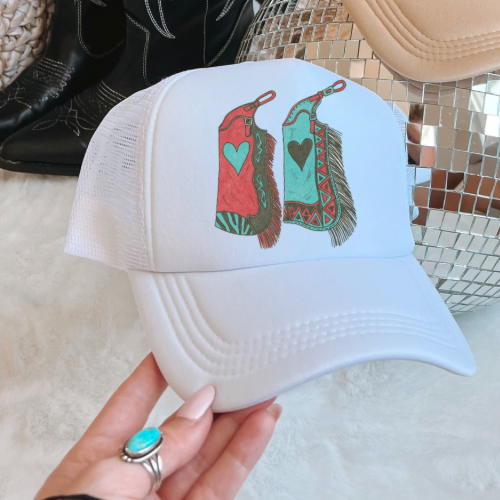 Lucky heart chaps western trucker hat