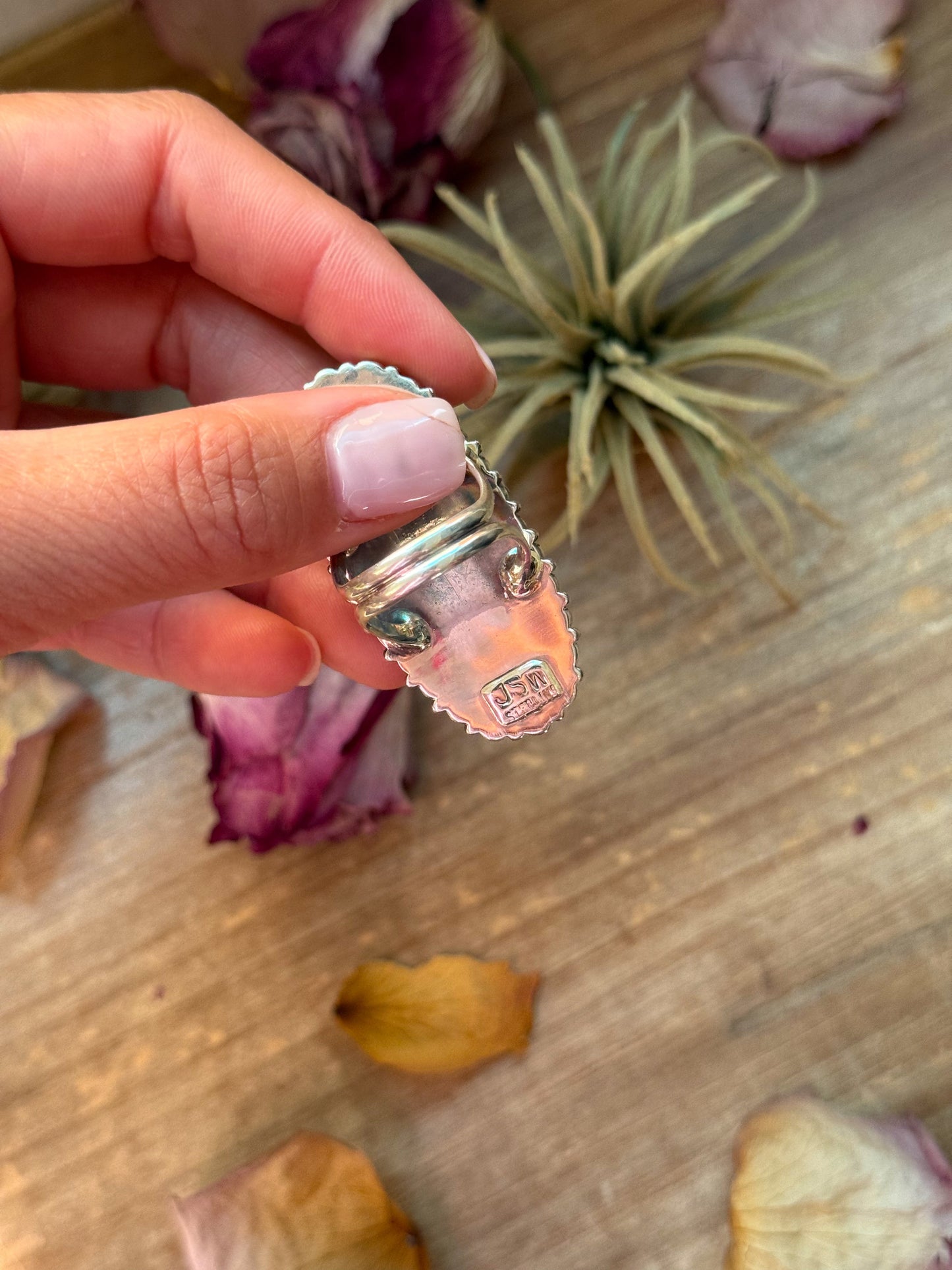 Red Coral Cluster Sterling Silver Ring – Size 9