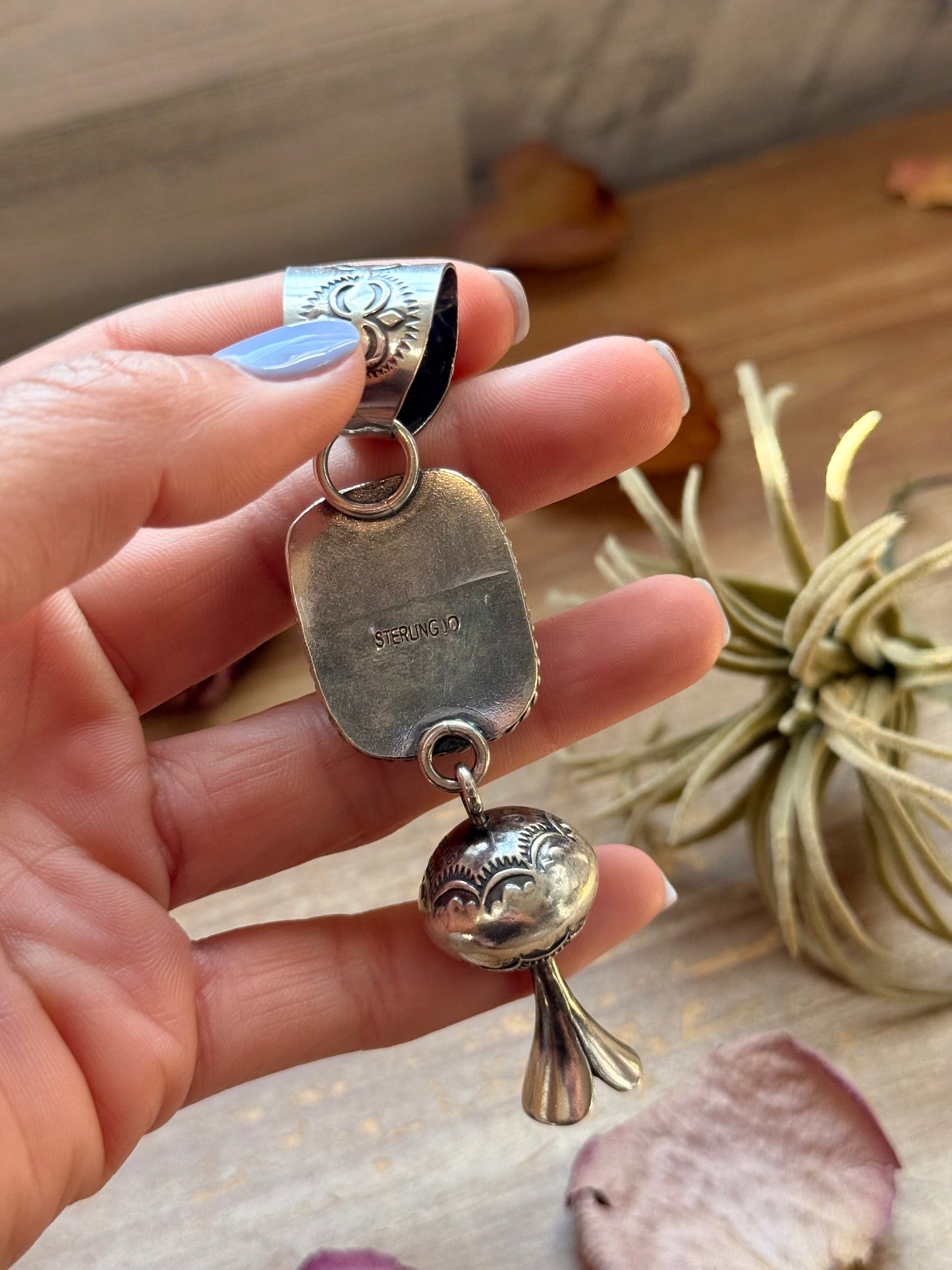 Sterling Silver Blue Dream Turquoise Blossom Pendant – Handmade by Artist Jason Ogg