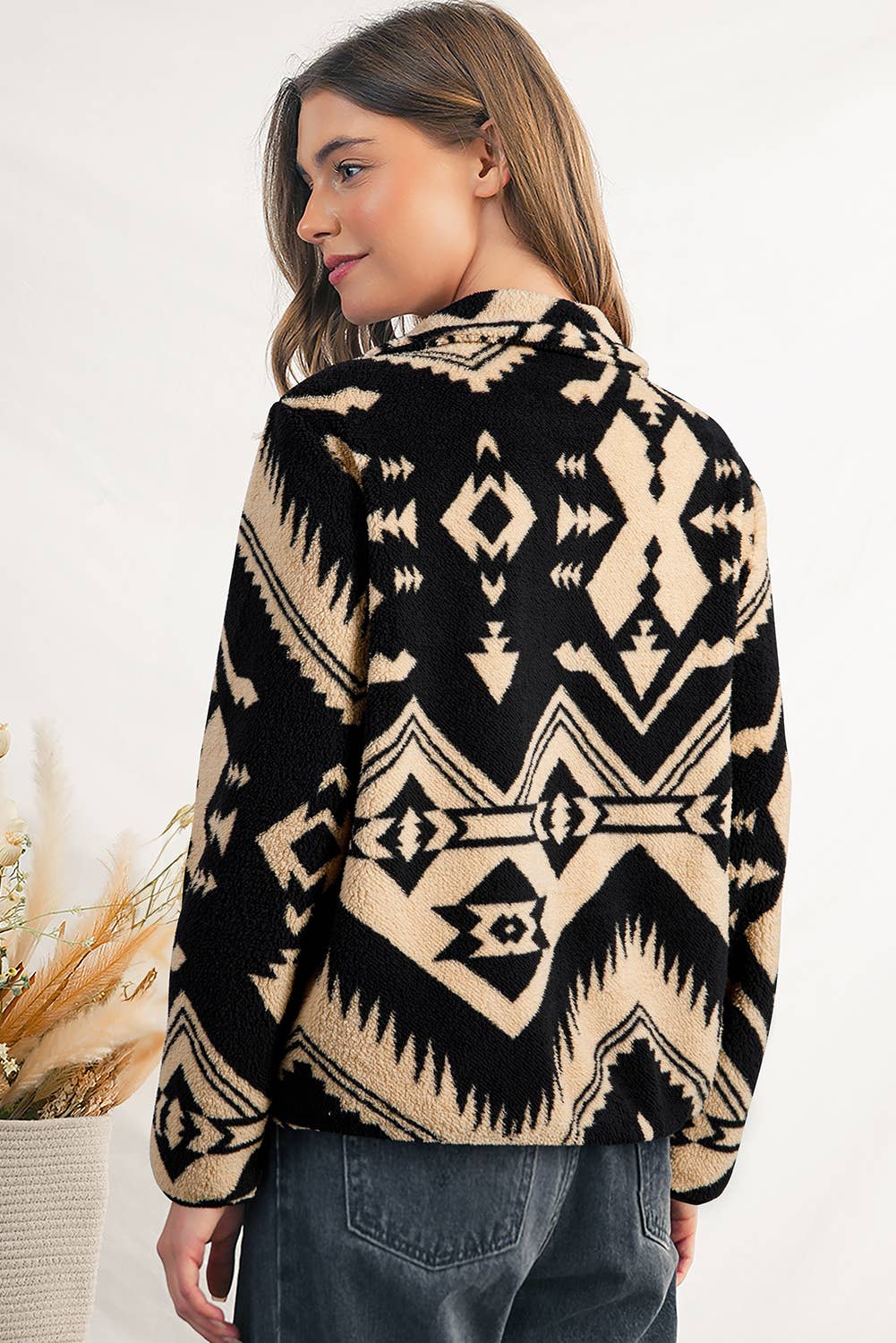 Western Geometric Half Zip Sweatshirt