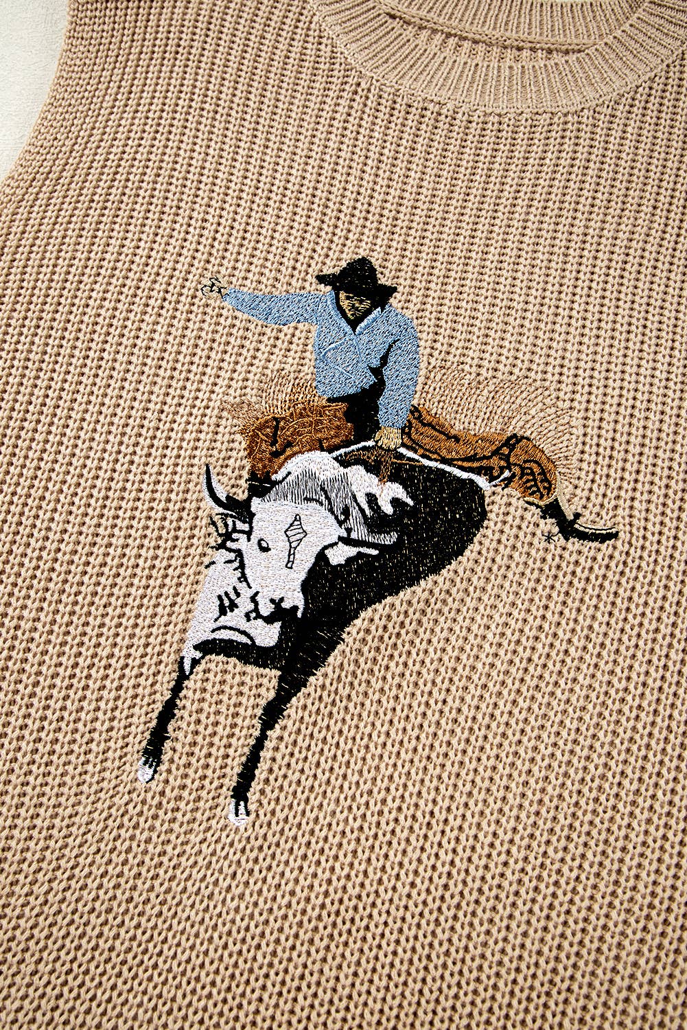 Bullrider Embroidery Sleevless Sweater