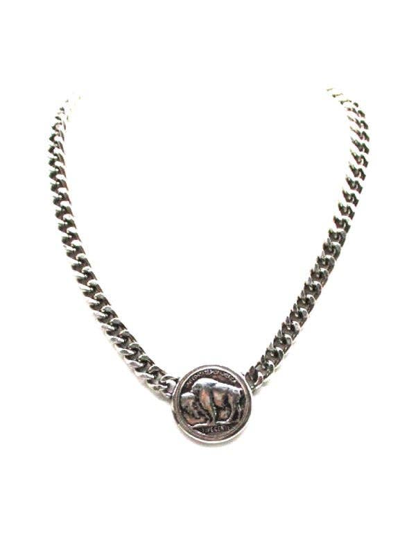 Western Buffalo Coin Chain Necklace