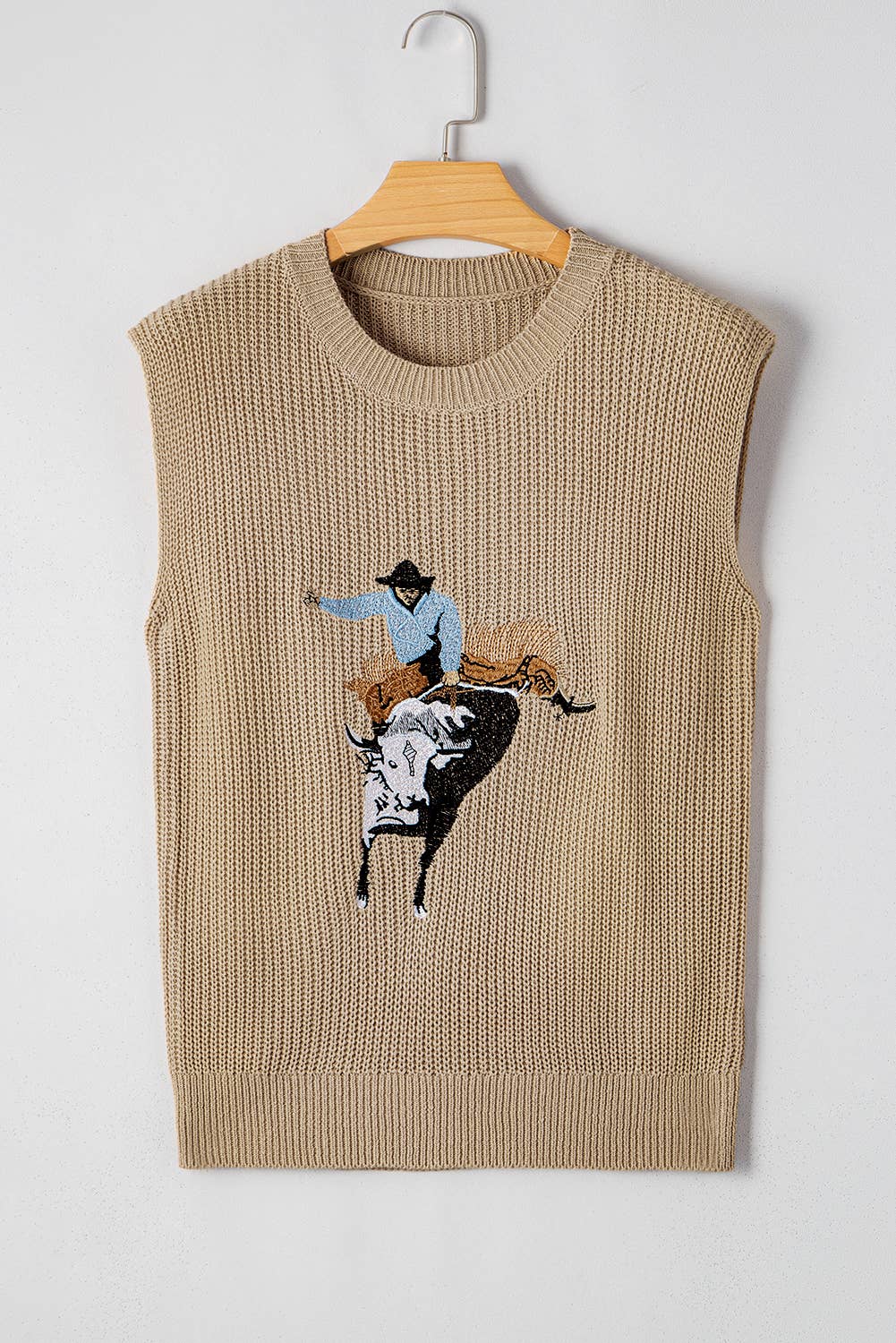 Bullrider Embroidery Sleevless Sweater