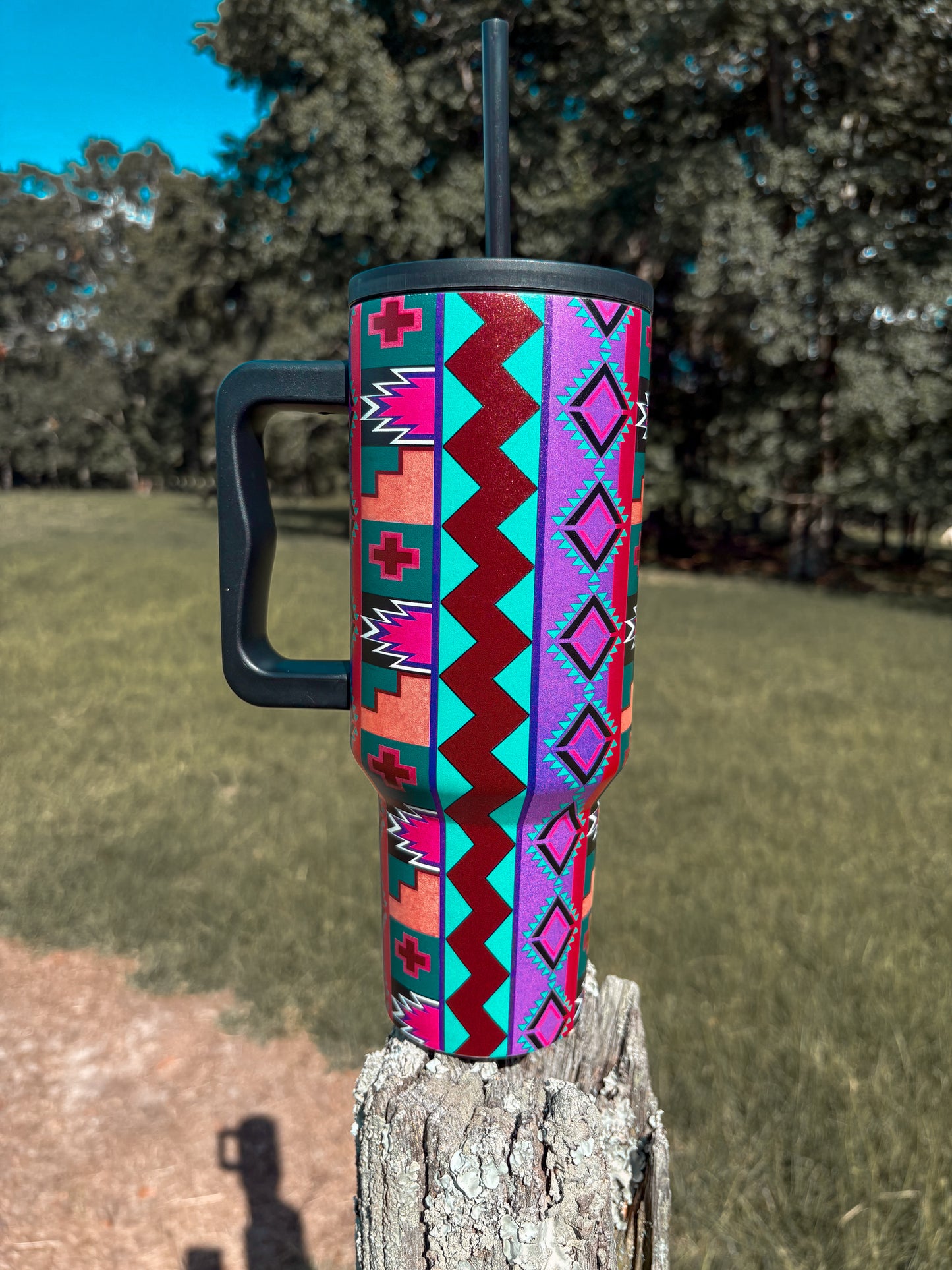 Purple Vintage Geo 40oz Tumbler