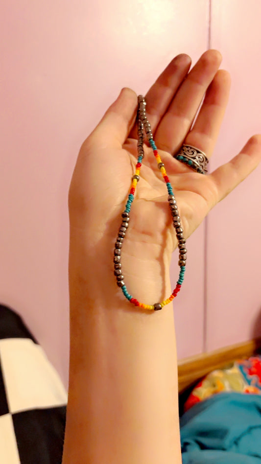 Silver and serape choker