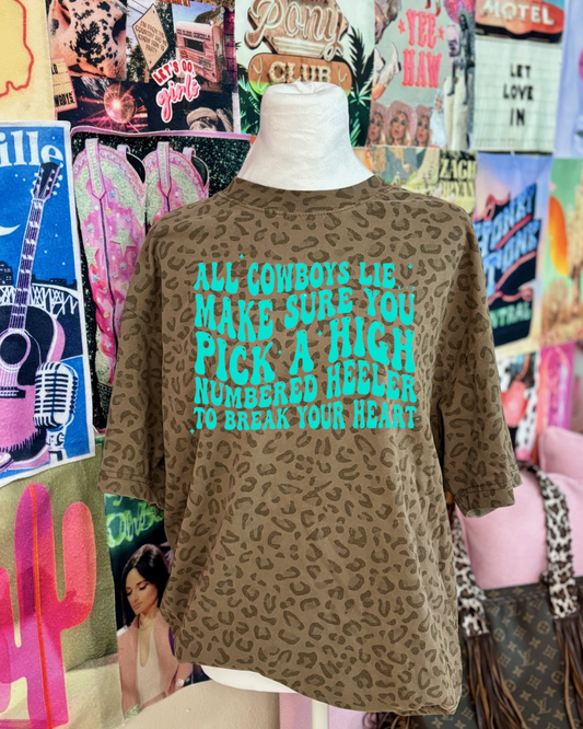Pick a night number heeler cheetah T-shirt