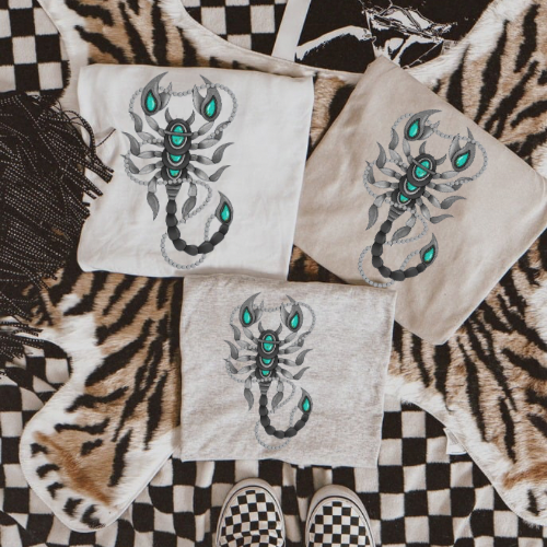 Turquoise desert scorpion sublimation T-shirt