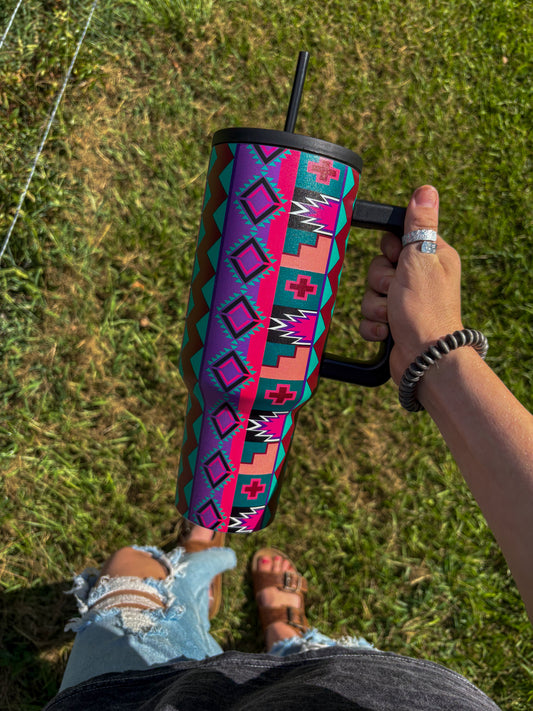 Purple Vintage Geo 40oz Tumbler