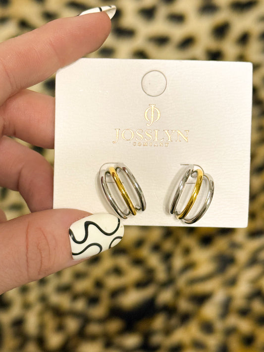 Mixed metal Huggie hoops