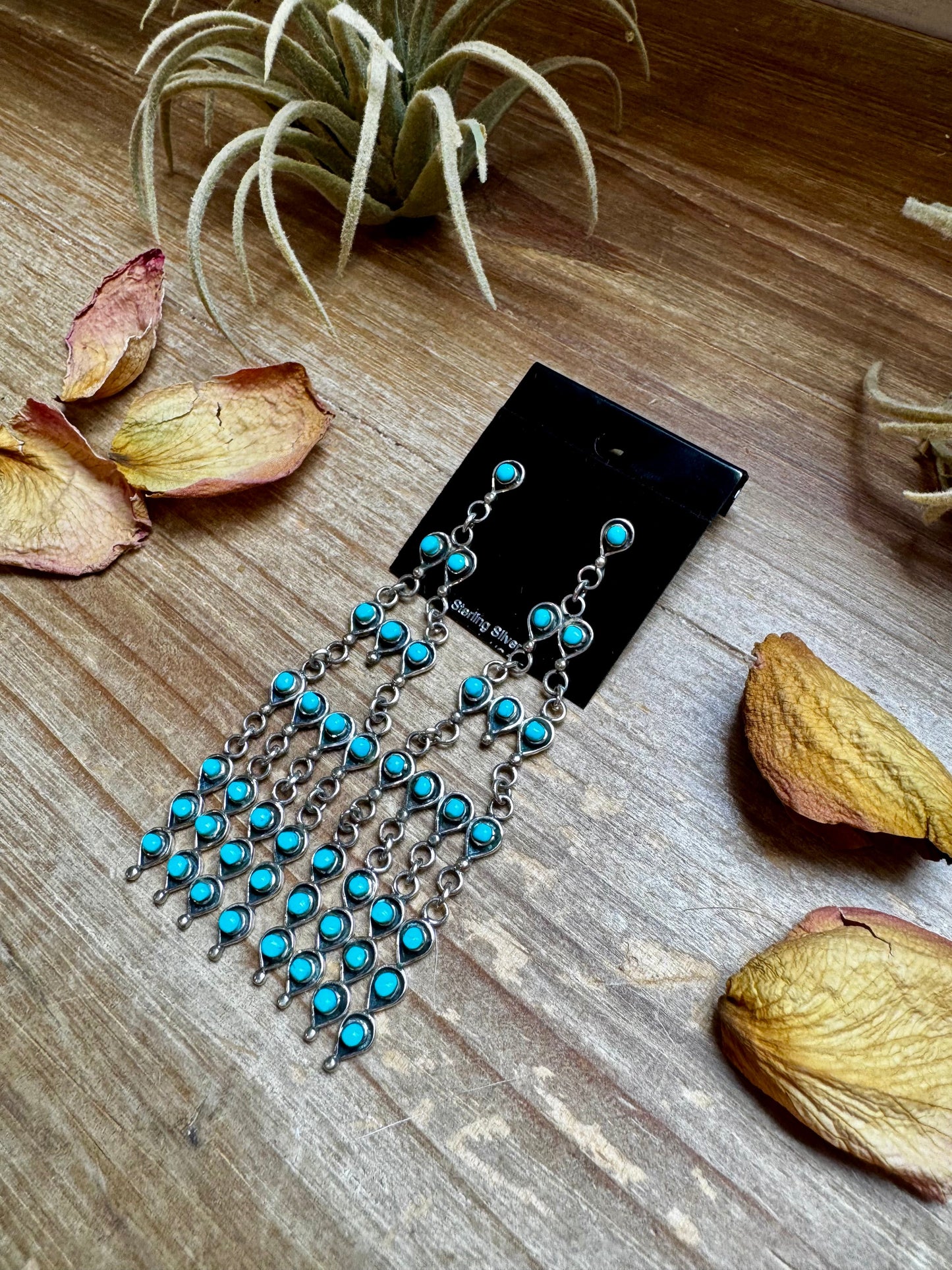 Sterling Silver & Kingman Turquoise Chandelier Earrings – Made in USA