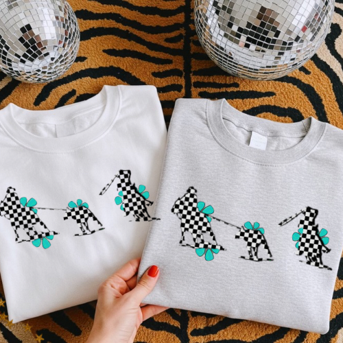 The checkered turquoise teamroper sublimation T-shirt