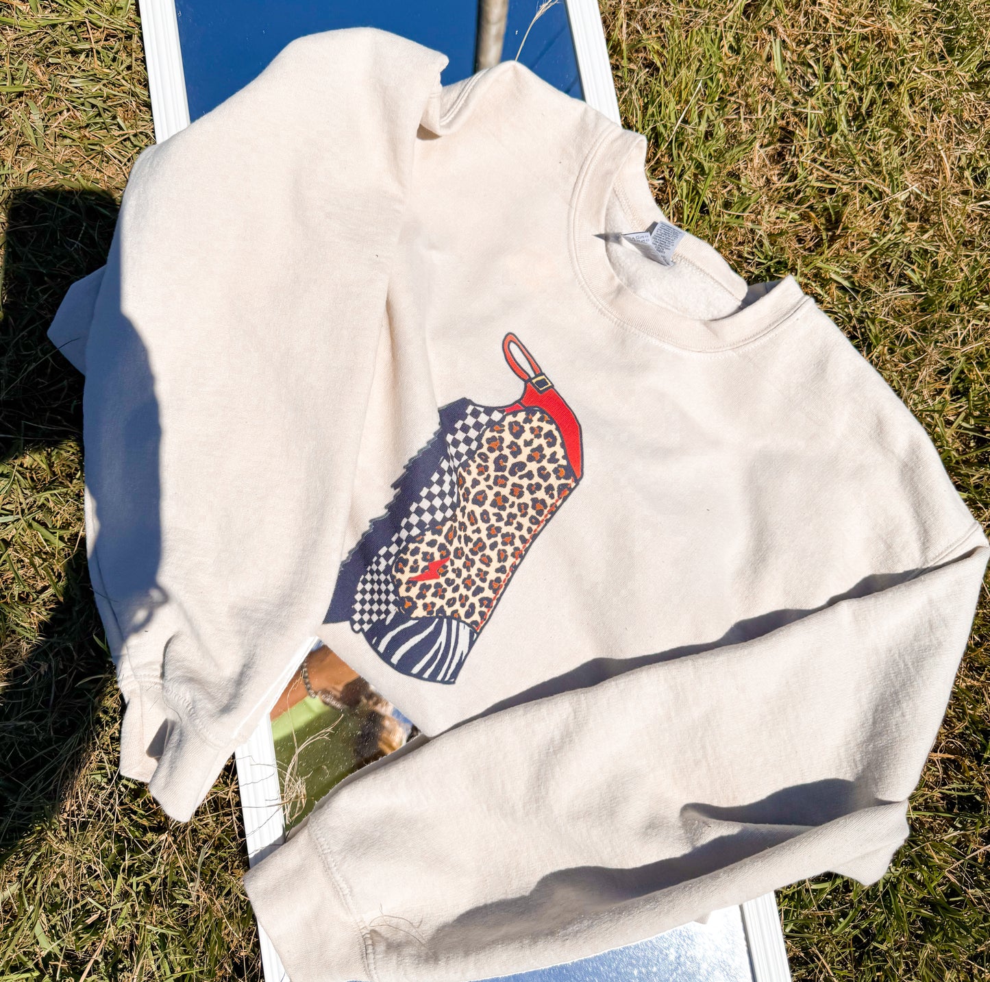 Mix prints chaps sweatshirt