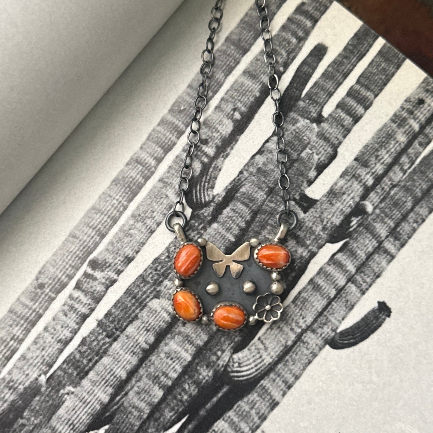 Orange spiny butterfly necklace