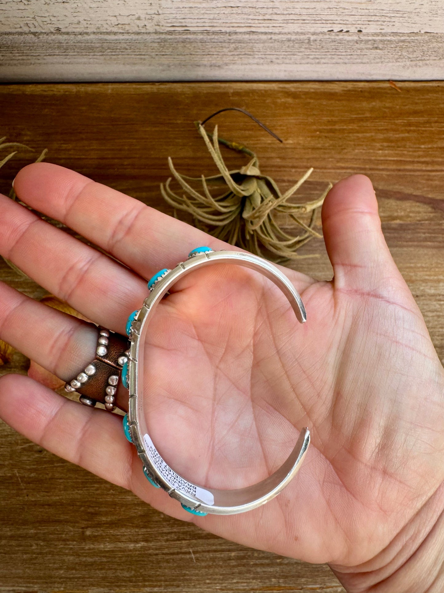 Cuff Bracelet – Kingman Turquoise – Sterling Silver – Reed Charley, Navajo Handmade