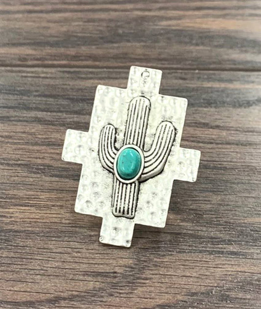 Brass Band, Cactus Turquoise Adjustable Ring