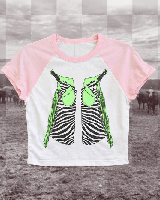 Funky zebra chaps Baby Tee