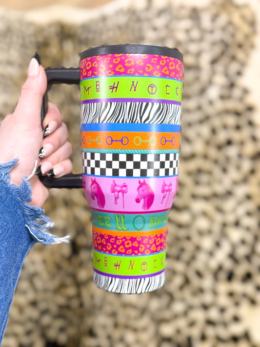 Neon rodeo tumbler