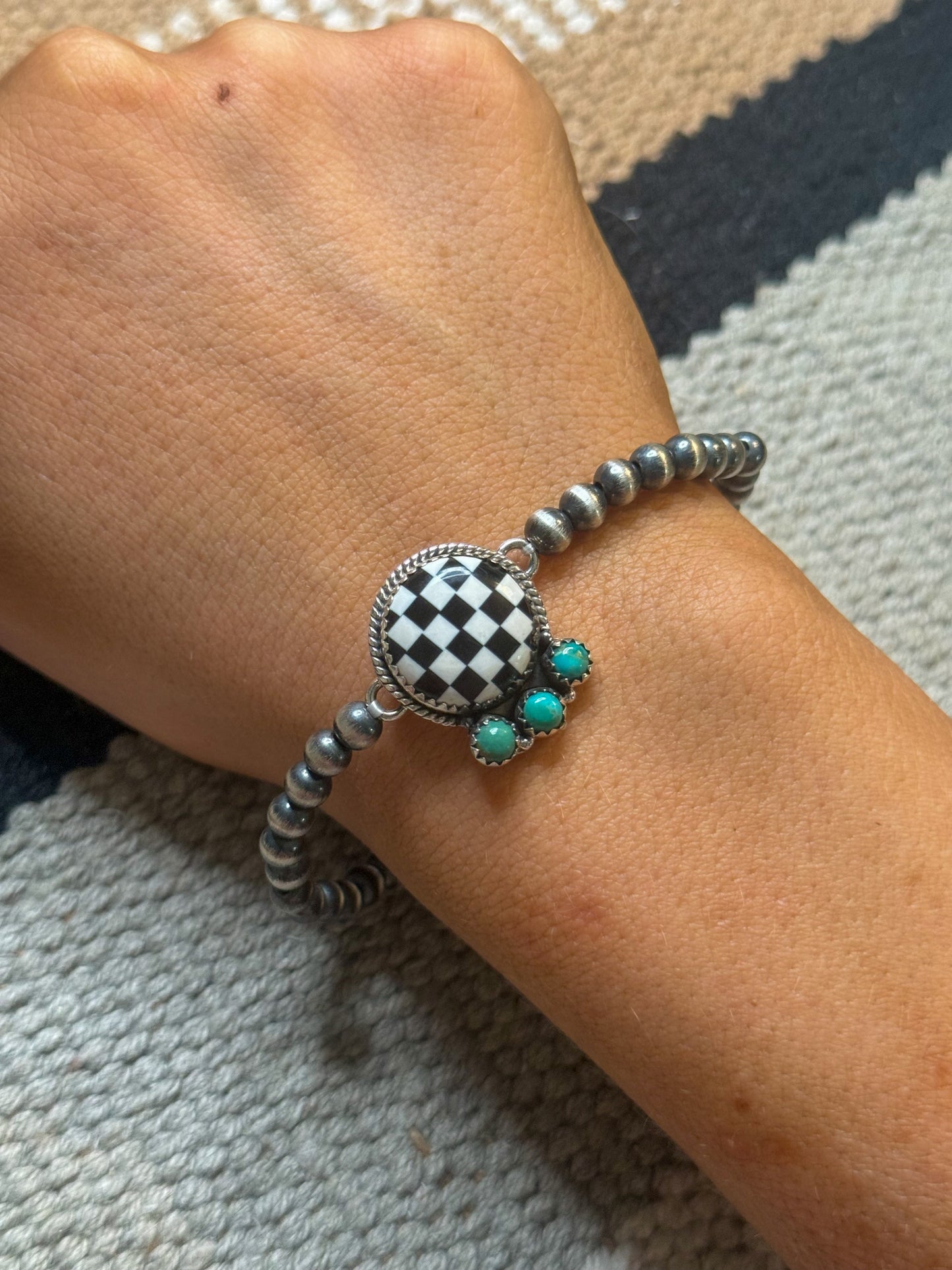 Sterling pearl stretch bracelet