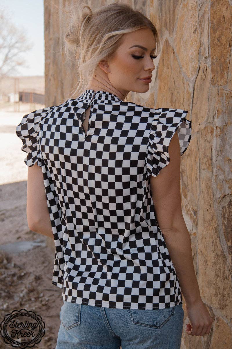 BABYDOLL TOP CHECKED print top