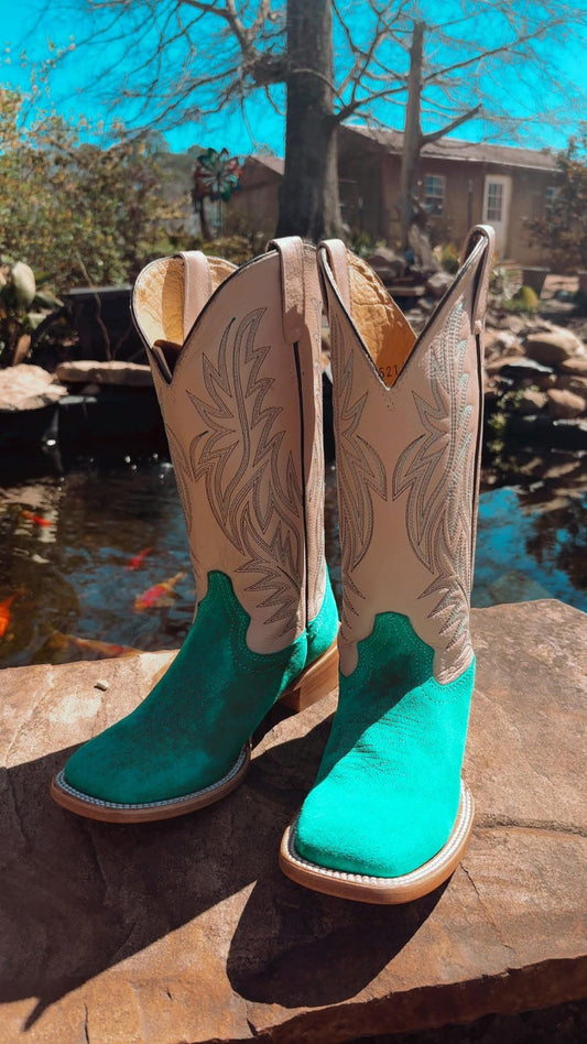 Turquoise rough out boots