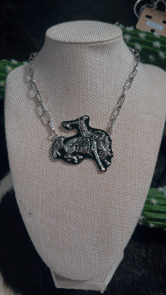 The silver bronco necklace