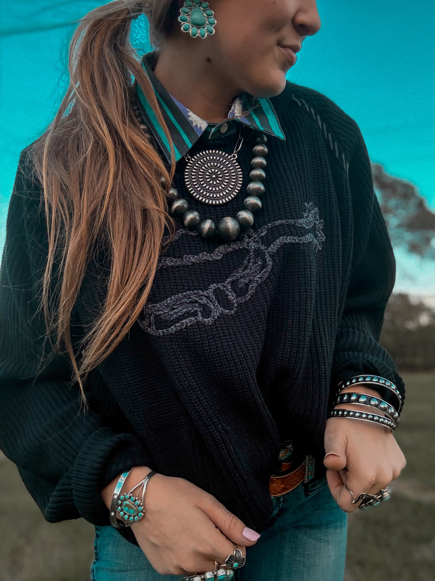 Silver spur knit sweater